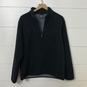 Vineyard Vines Black Faux Sherpa Half Zip Pullover | Women's Size Medium